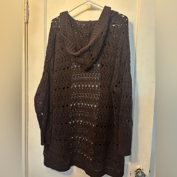 American Eagle Hooded Knit Cardigan Brown Color Size medium - Picture 3 of 5